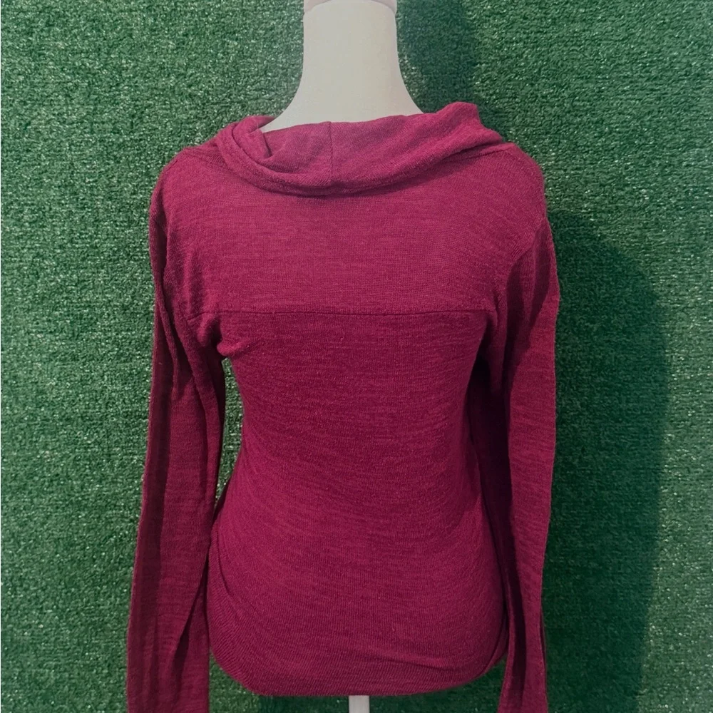 New Directions Magenta Cowl Neck Sweater with Rhinestone Accents - Picture 2 of 3